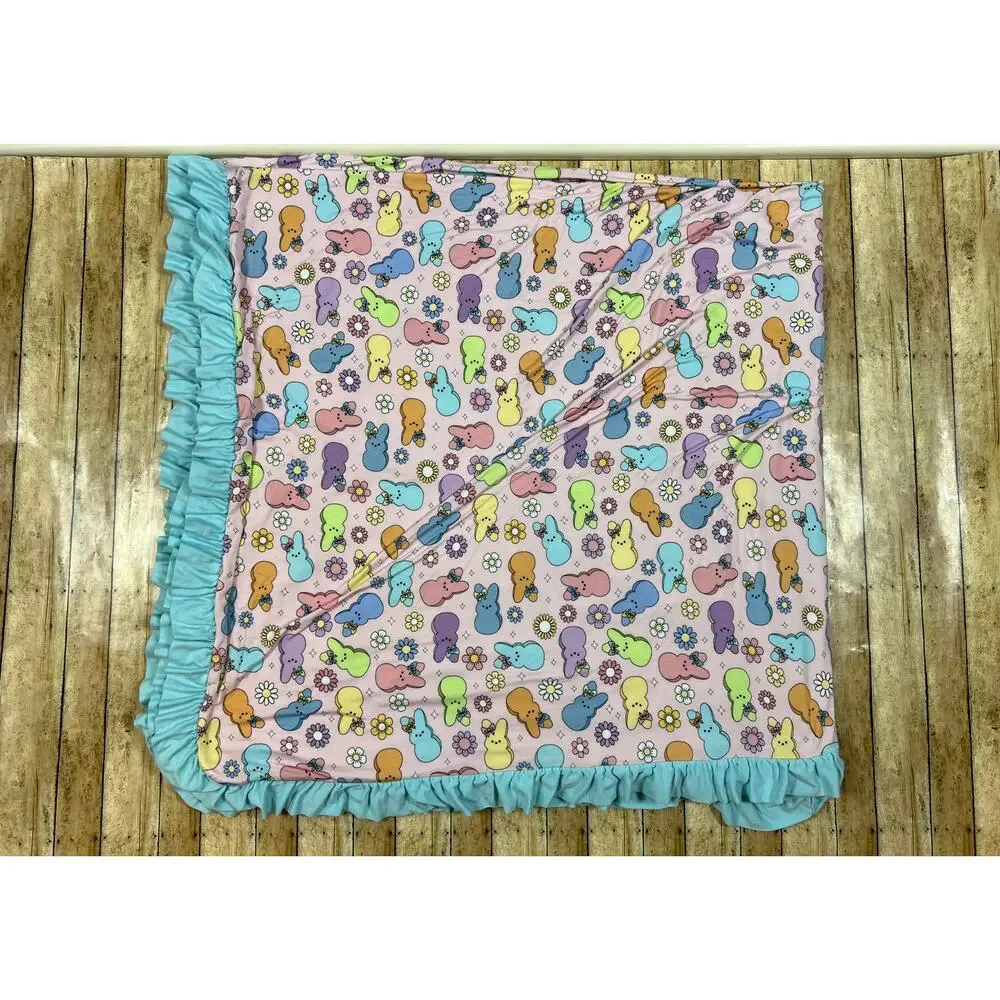 Posh Peanut Addison Mae Peeps Luxe Patoo Bamboo Blanket Ruffle 60x60